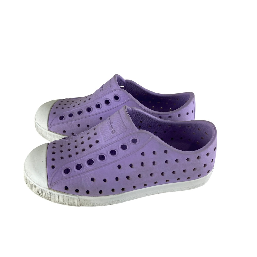 Native Jefferson Shoes Girls Sz 10 Purple Perforated Slip On Water Sneakers